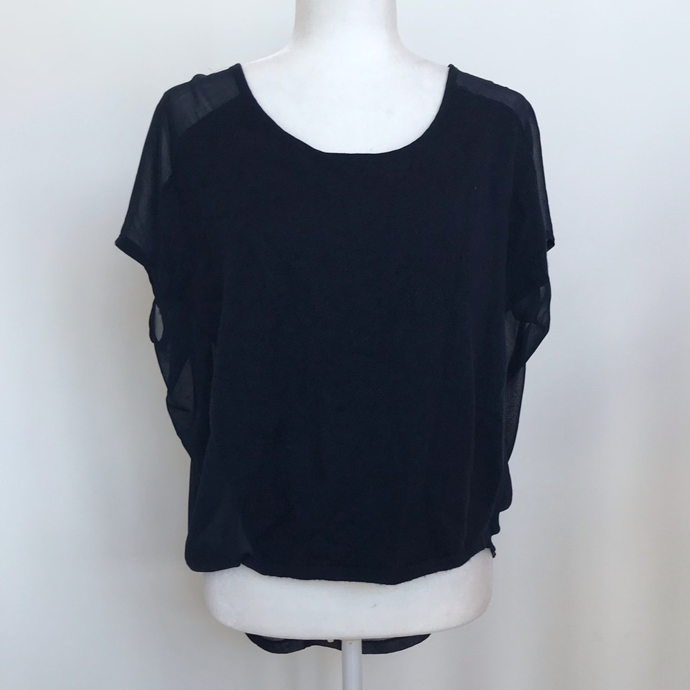 COOP Barneys New York navy bat wing top